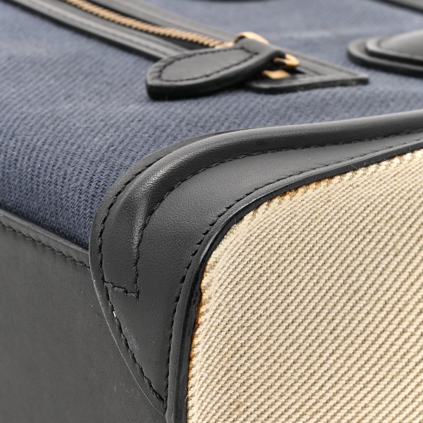 Natural Canvas Smooth Calfskin Nano Luggage Navy