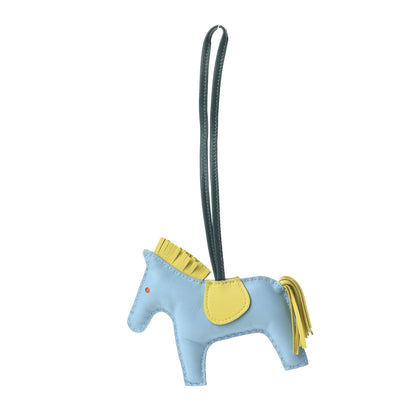 Hermes Milo Lambskin Grigri Rodeo Horse Bag Charm PM Bleu Celeste Lime Malachite 1 of 3