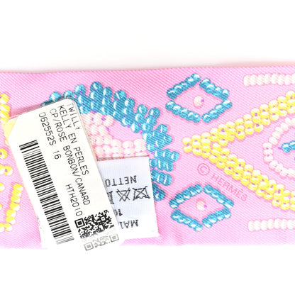 Hermes Silk Kelly En Perles Twilly Rose Bonbon Canard 3 of 3