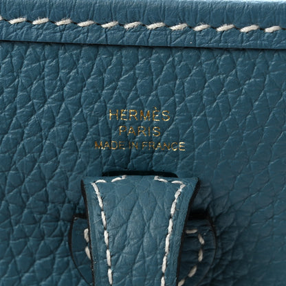 Hermes Taurillon Clemence Evelyne TPM New Blue Jean 6 of 9