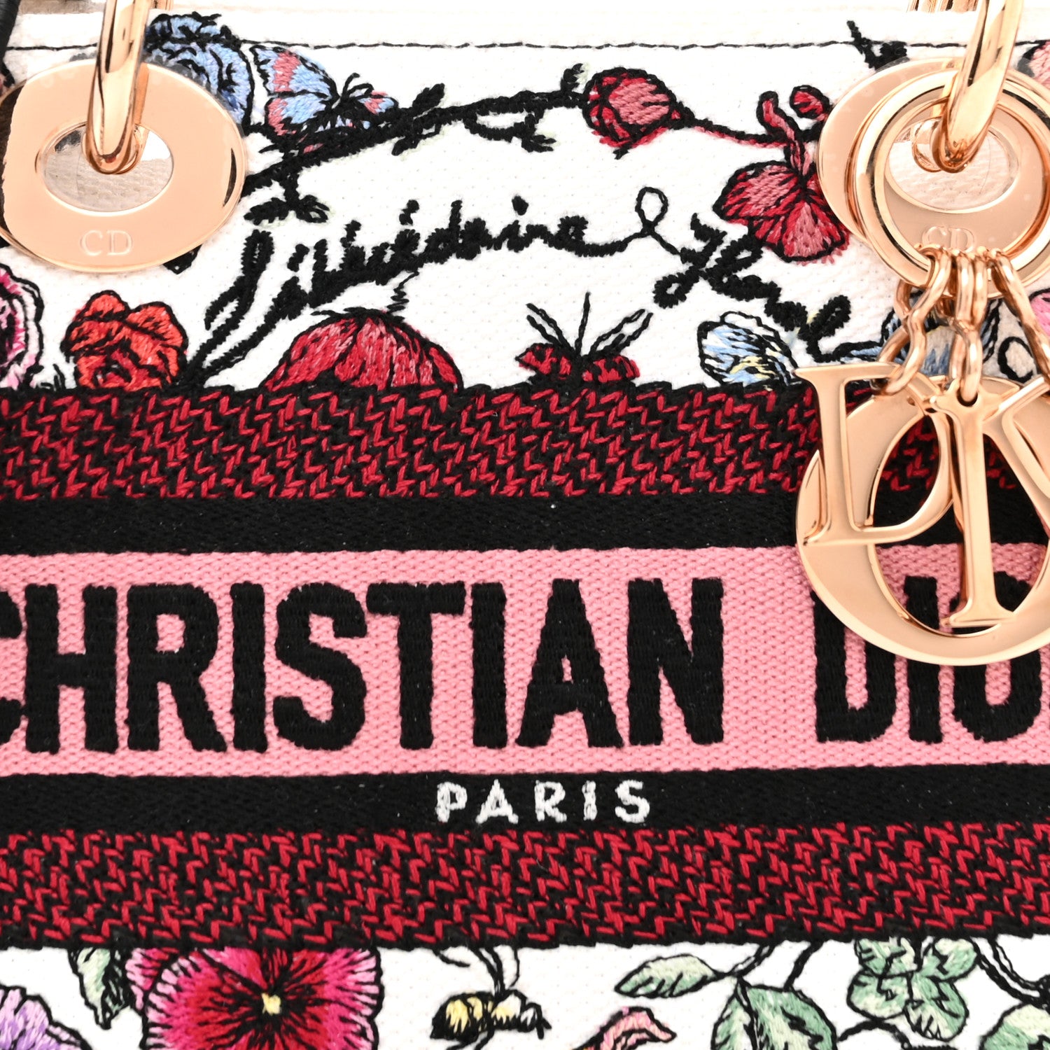 Christian Dior Canvas Florilegio Embroidered Mini Lady D-Lite White Multicolor 8 of 12