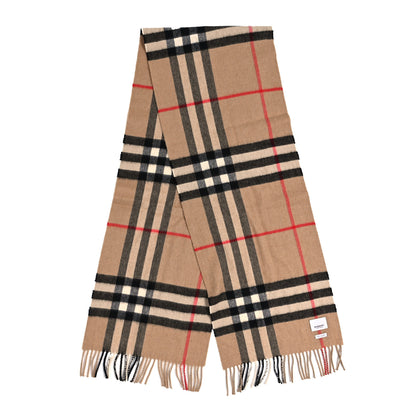 Burberry Cashmere Giant Heritage Check Fringe Scarf Camel 2 of 3