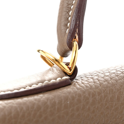 Hermes Taurillon Clemence Kelly Retourne 32 Etoupe 13 of 16