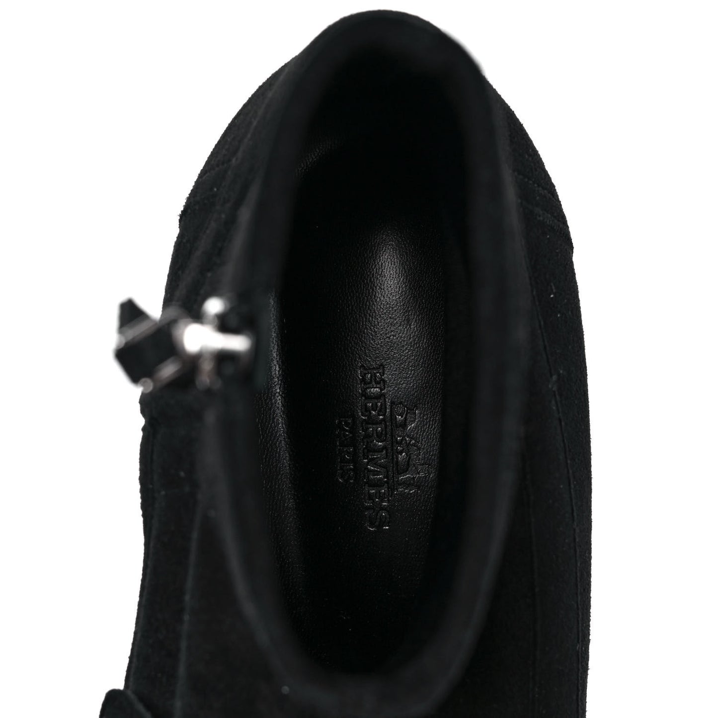 Stretch Velvet Goatskin Saint Honore Ankle Boots 38.5 Black