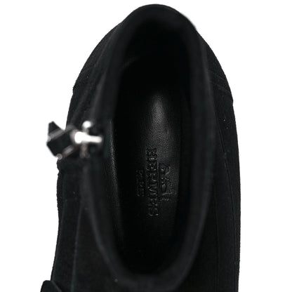 Hermes Stretch Velvet Goatskin Saint Honore Ankle Boots 38.5 Black 7 of 8