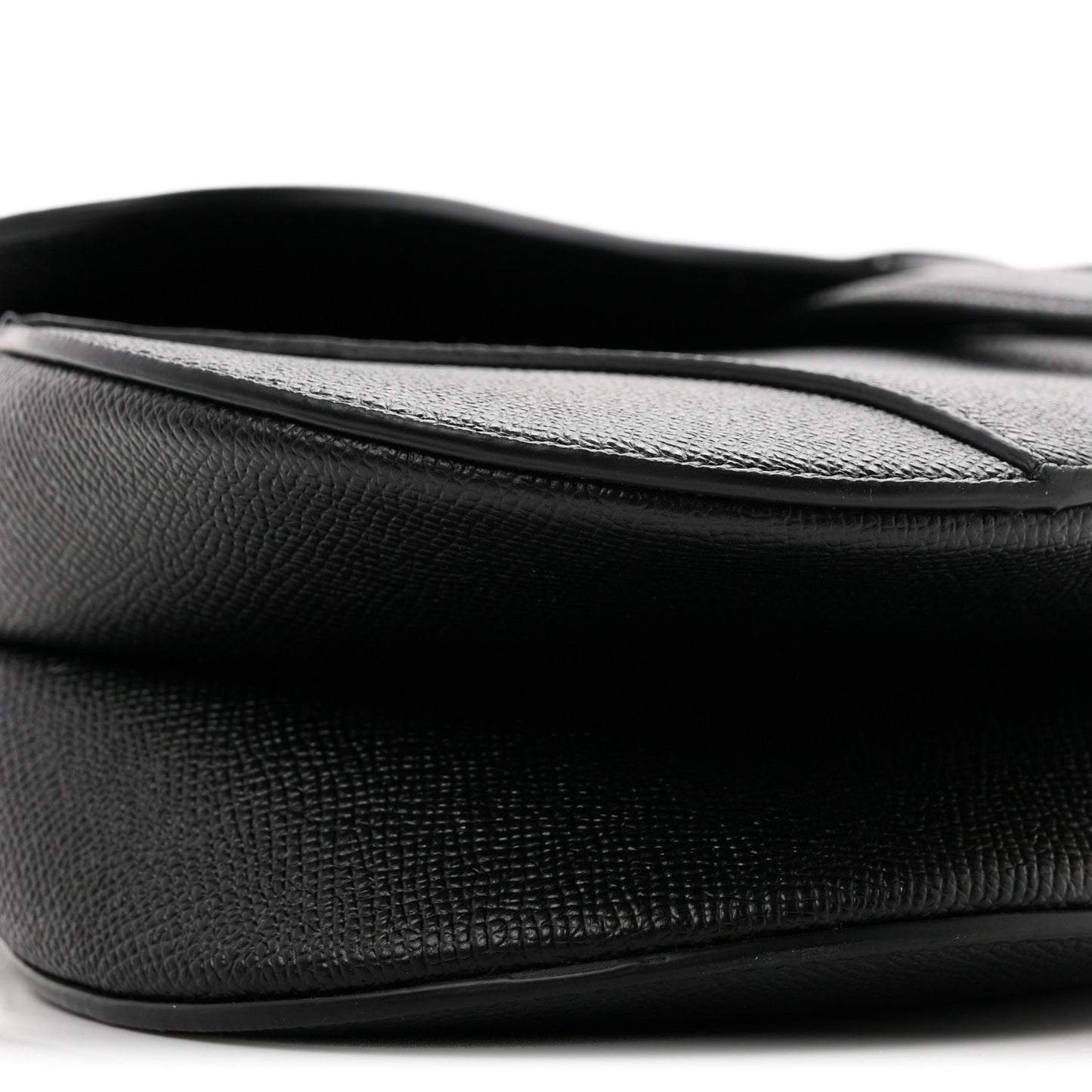 Grained Calfskin Saddle Bag With Strap Black