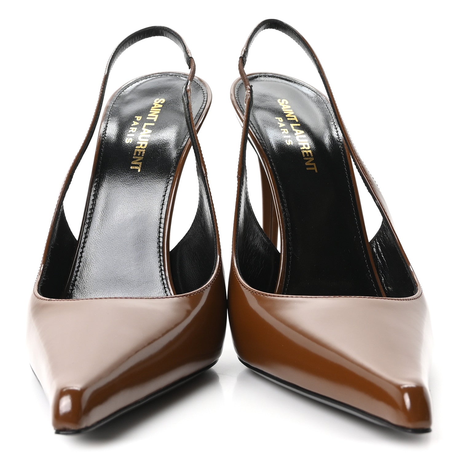 Saint Laurent Patent Vendome Slingback Pumps 39 Soil Brown 2 of 10