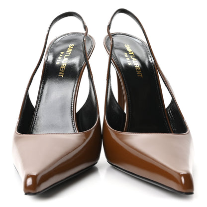 Saint Laurent Patent Vendome Slingback Pumps 39 Soil Brown 2 of 10