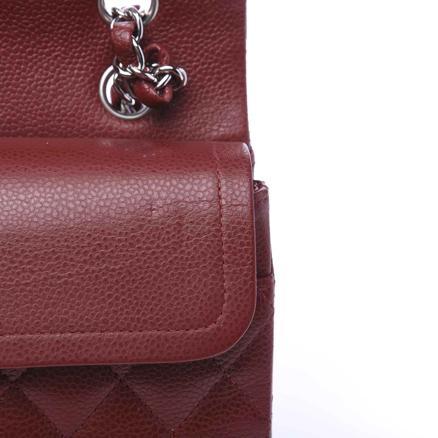 Chanel Caviar Quilted Medium Double Flap Dark Red 12 of 16