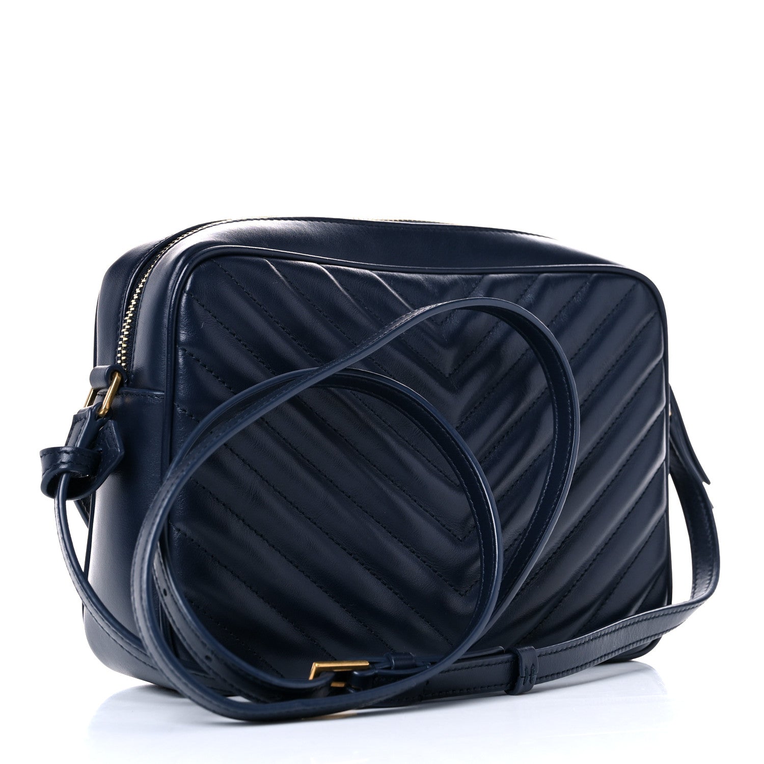 Saint Laurent Calfskin Matelasse Monogram Lou Camera Bag Deep Marine 3 of 11