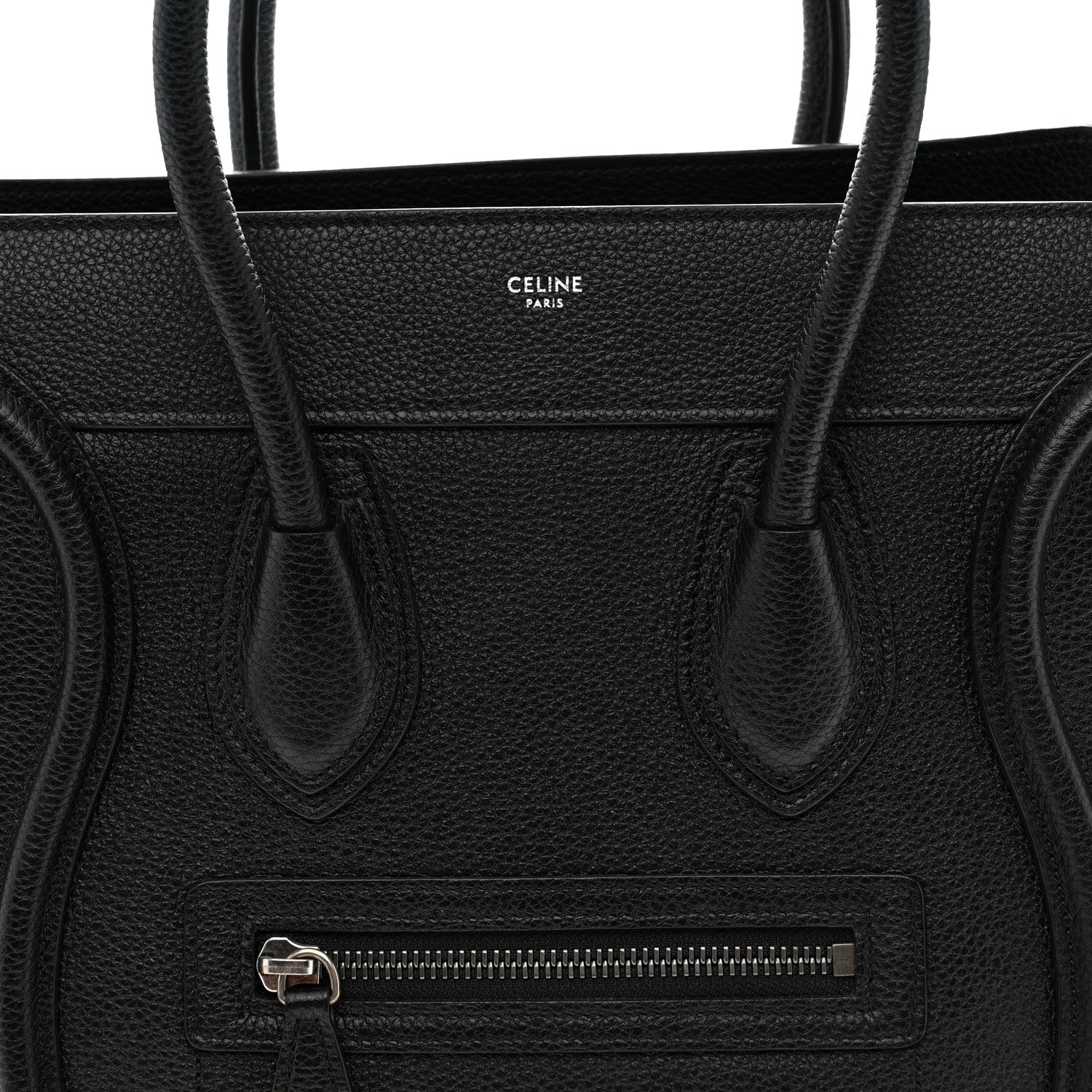 Celine Drummed Calfskin Micro Luggage Black 7 of 9