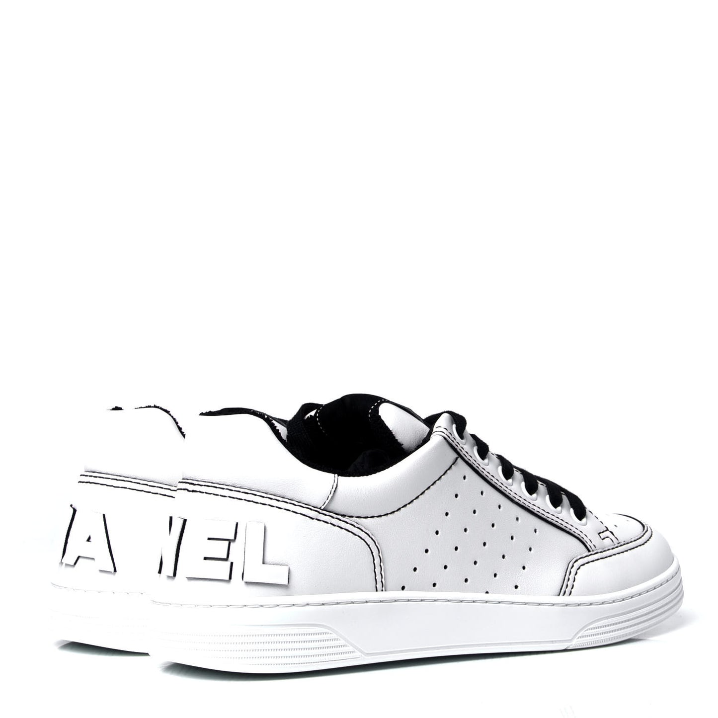 Calfskin Womens Logo Sneakers 40 White Black