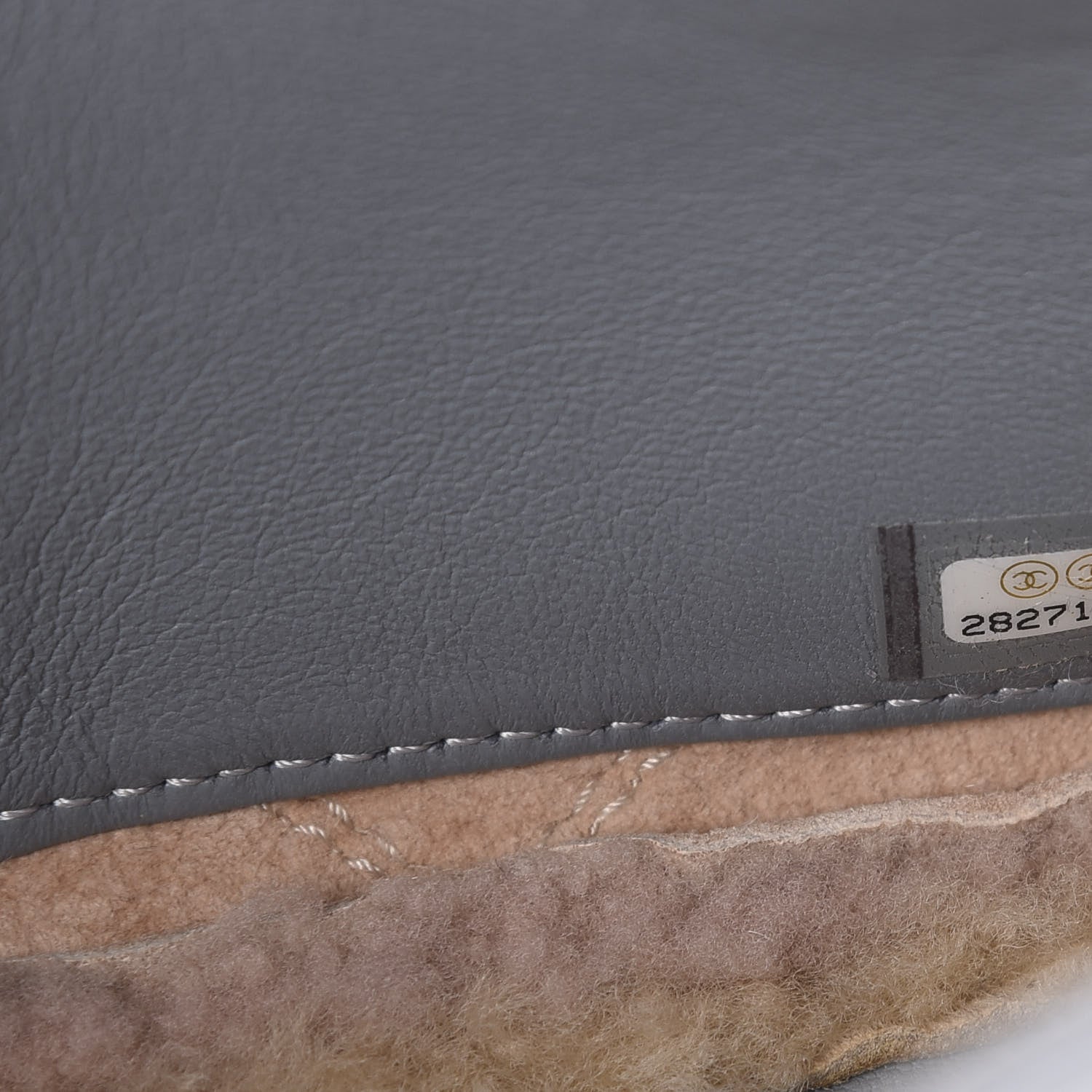 Chanel Shearling Sheepskin Single Flap Gray Pink Beige 7 of 10