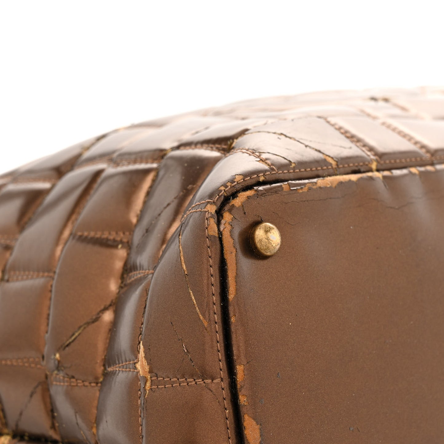 Vinyl Quilted Large Frozen Tote Bronze