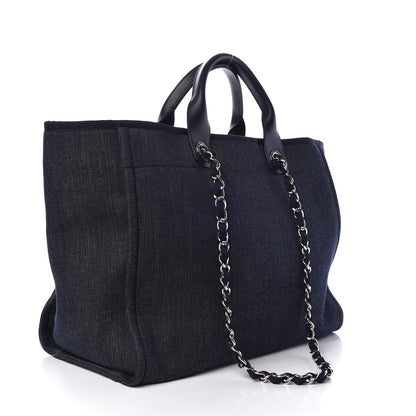 Chanel Denim Large Deauville Tote Dark Blue 4 of 8