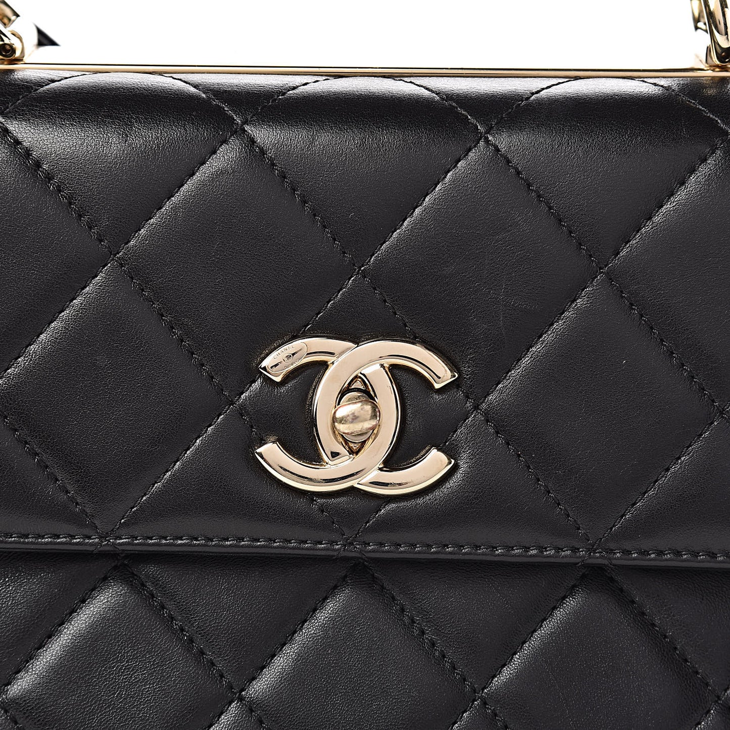Lambskin Quilted Small Trendy CC Dual Handle Flap Bag Black