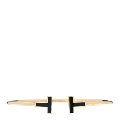 Tiffany 18K Yellow Gold Black Onyx T Wire Bracelet 1 of 4