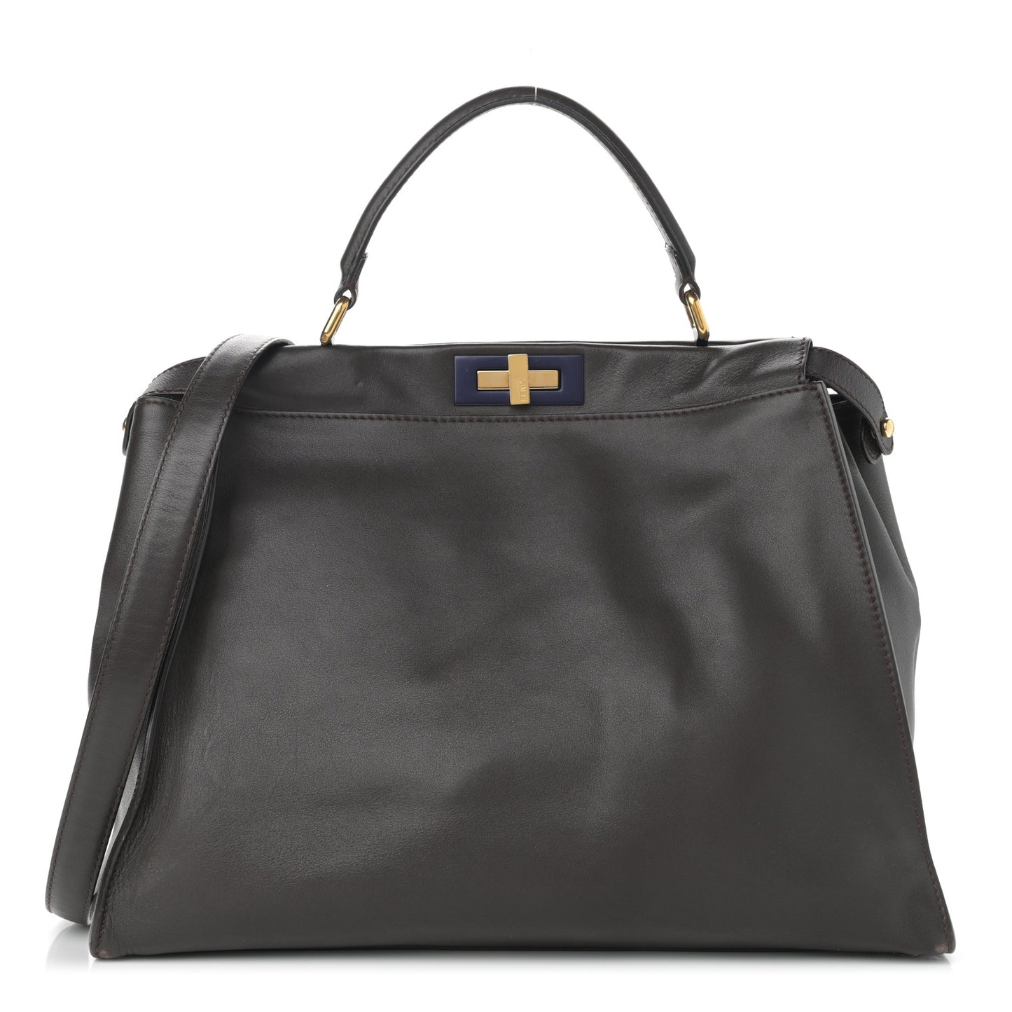 Vitello Dolce Marmol Large Peekaboo Iconic Satchel Ebano Blu Scuro