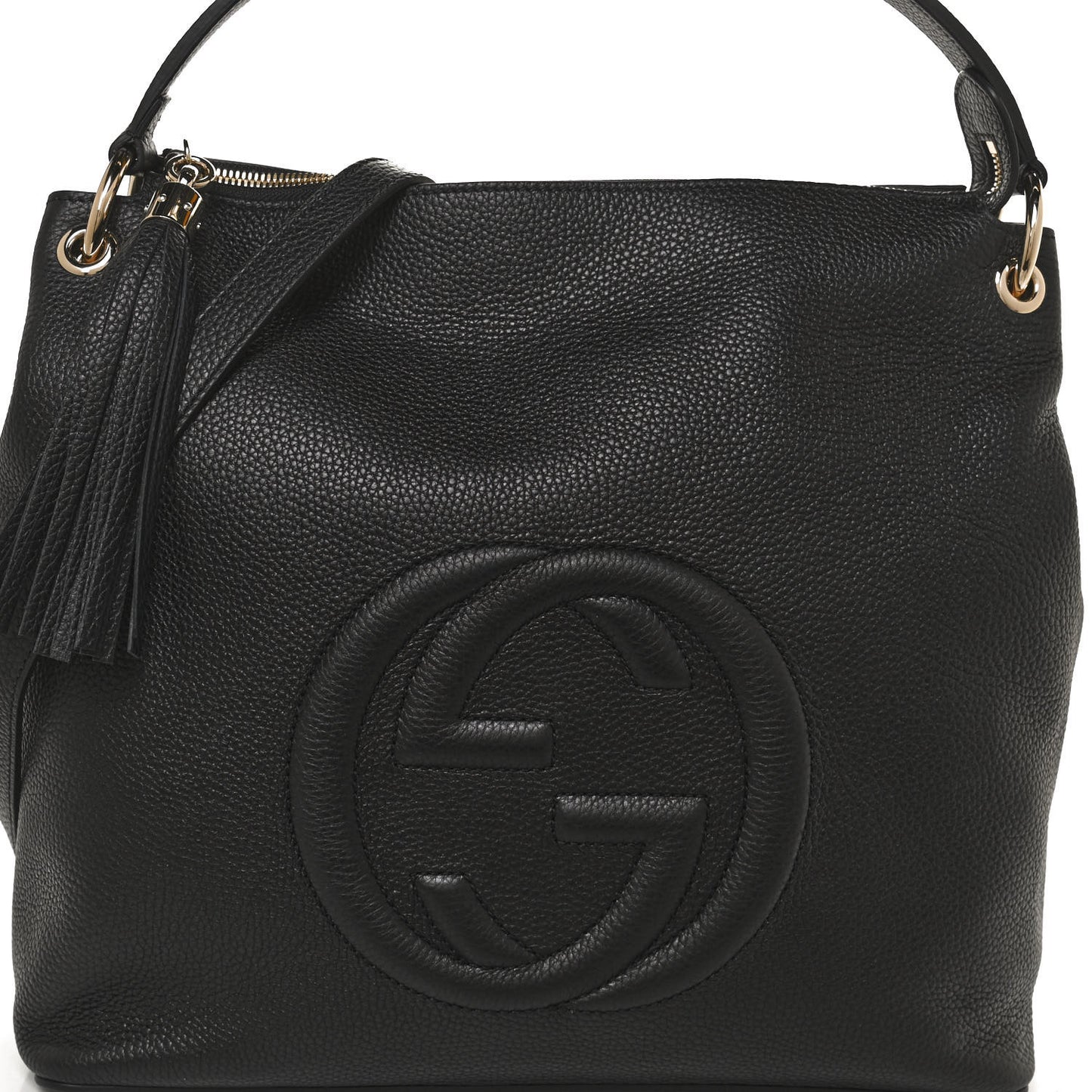 Pebbled Calfskin Large Soho Hobo Black