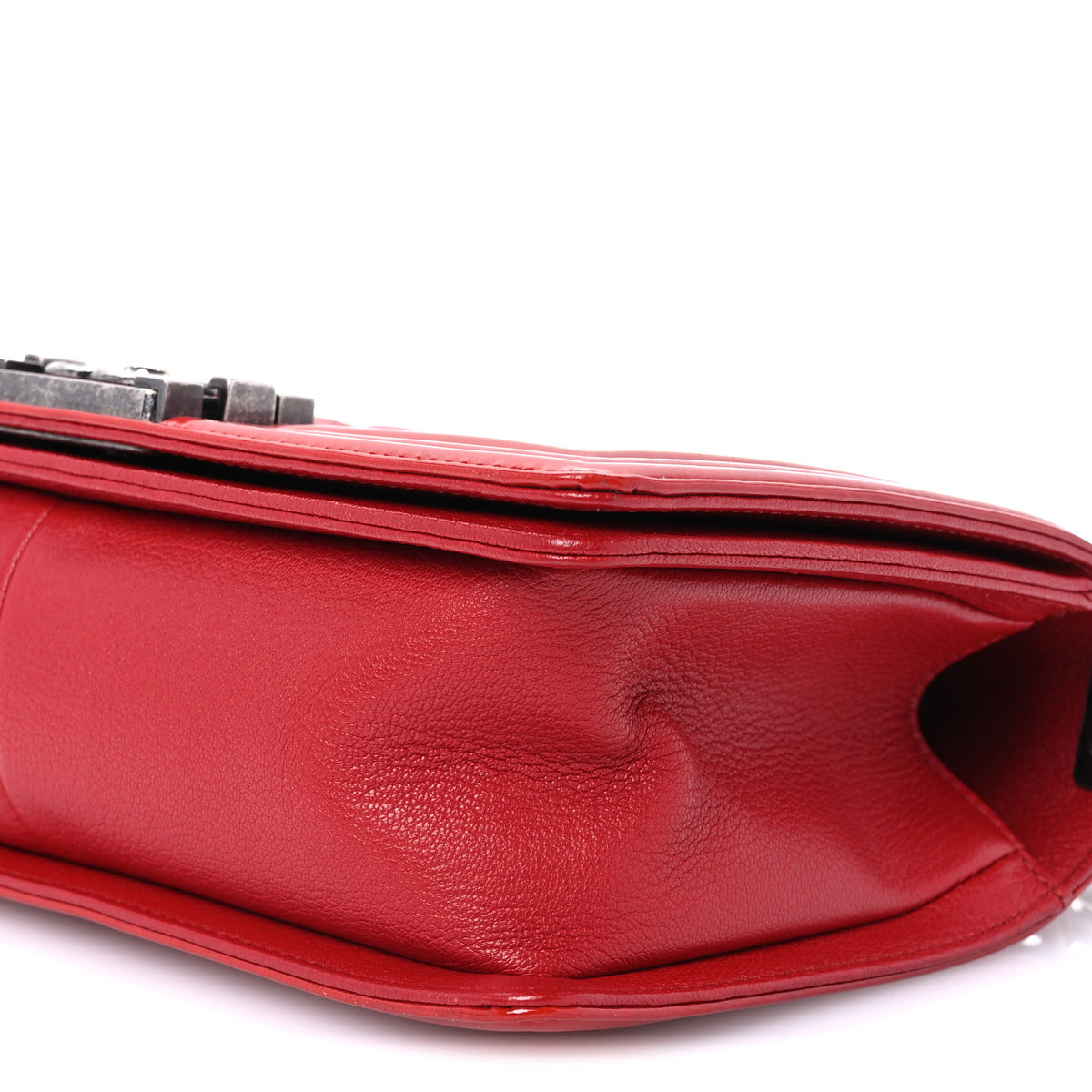 Goatskin Quilted Patent Medium Duo Boy Flap Red