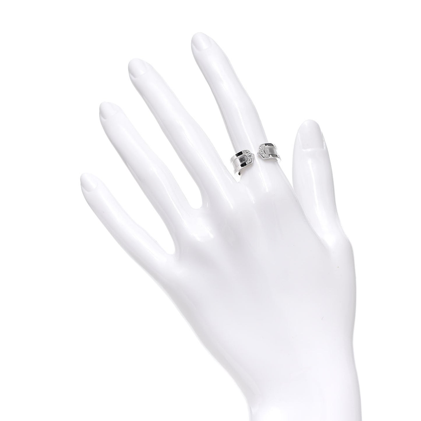 18K White Gold Diamond 6.5mm Logo De Ring 51 5.75