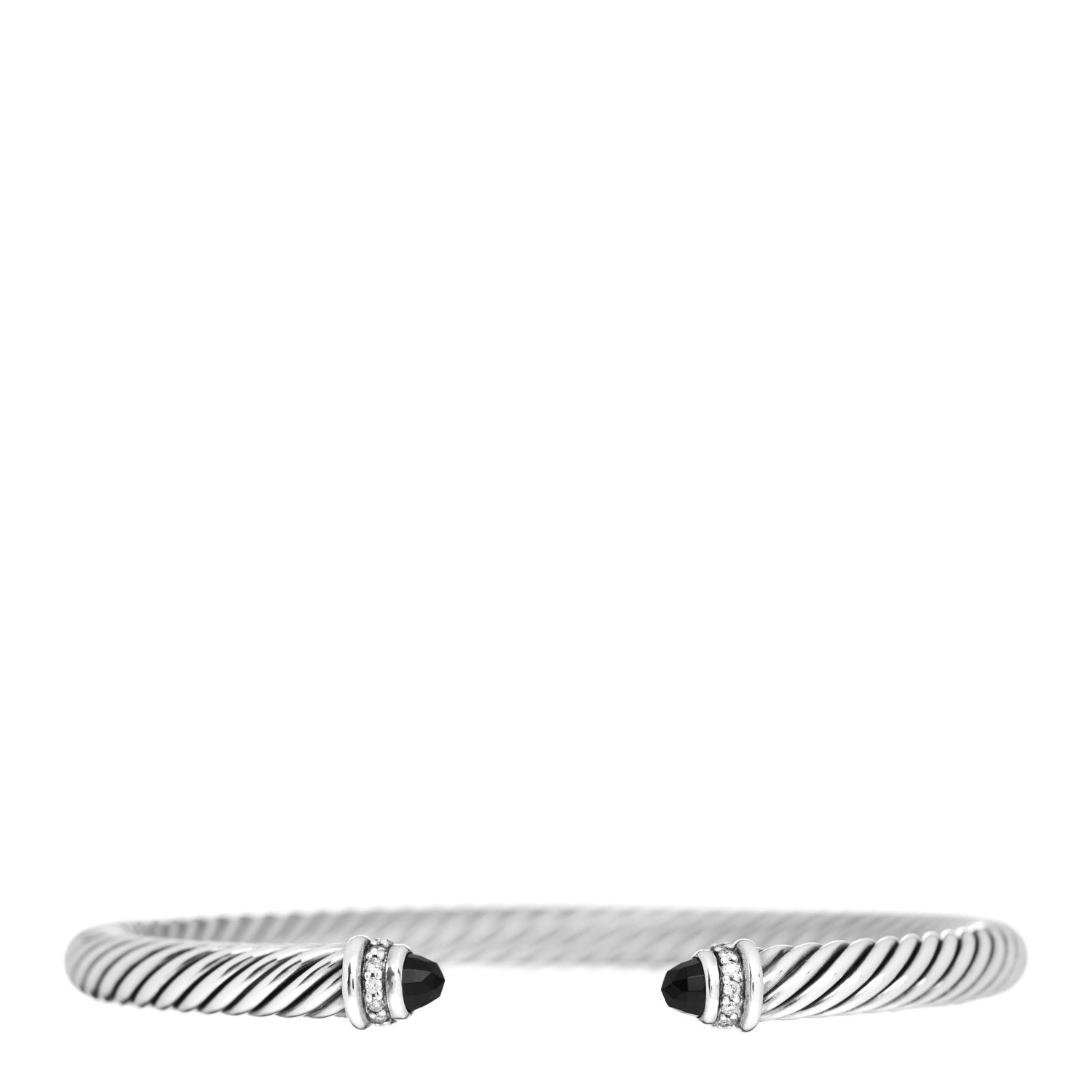 David Yurman Sterling Silver Diamond Black Onyx 5mm Cable Classics Bracelet 1 of 4