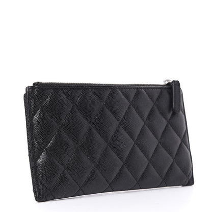 Chanel Iridescent Caviar Quilted Classic Zip Pouch Black 3 of 12