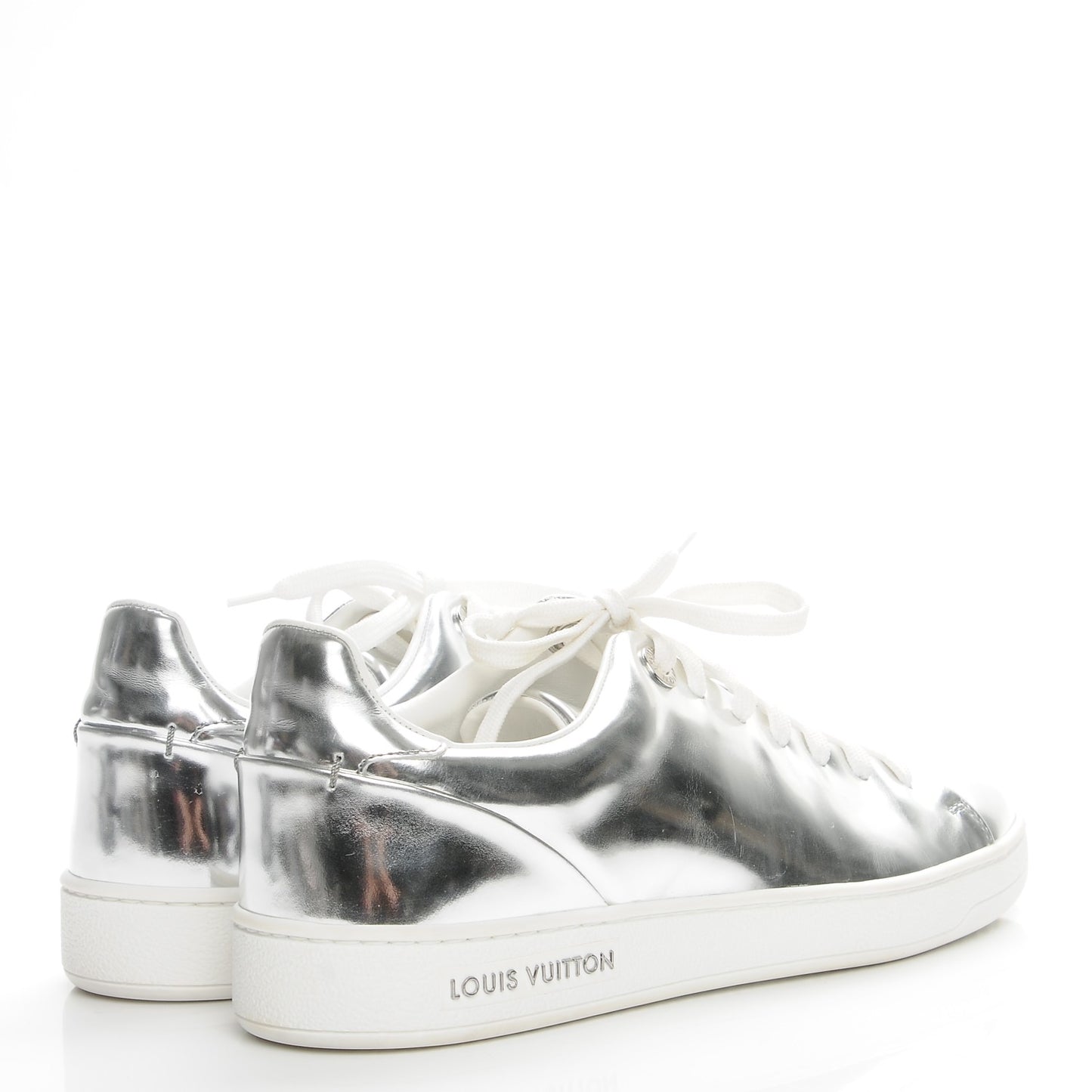 Metallic Calfskin Frontrow Sneakers 37 Silver