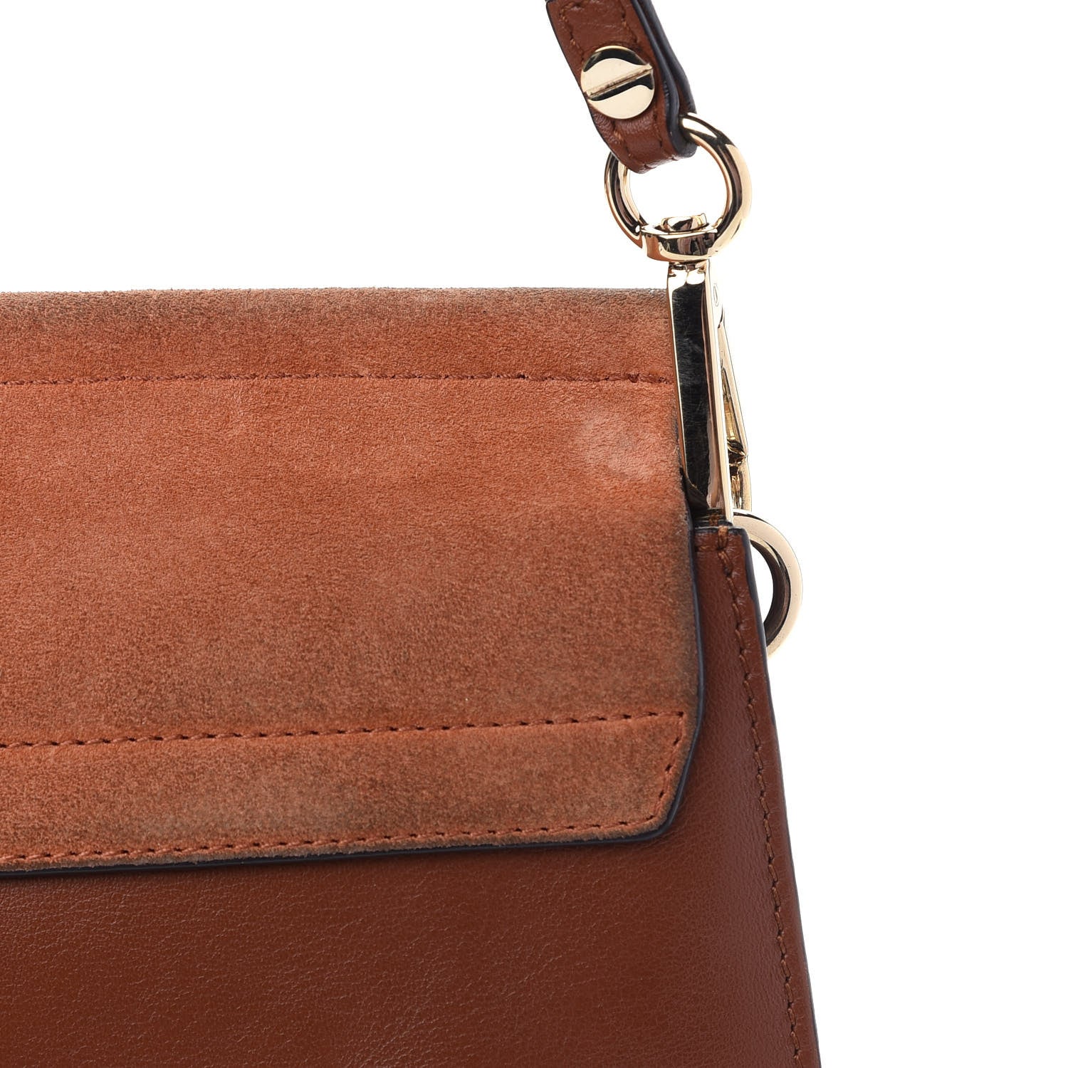 Chloe Suede Calfskin Medium Faye Shoulder Bag Tobacco 10 of 11