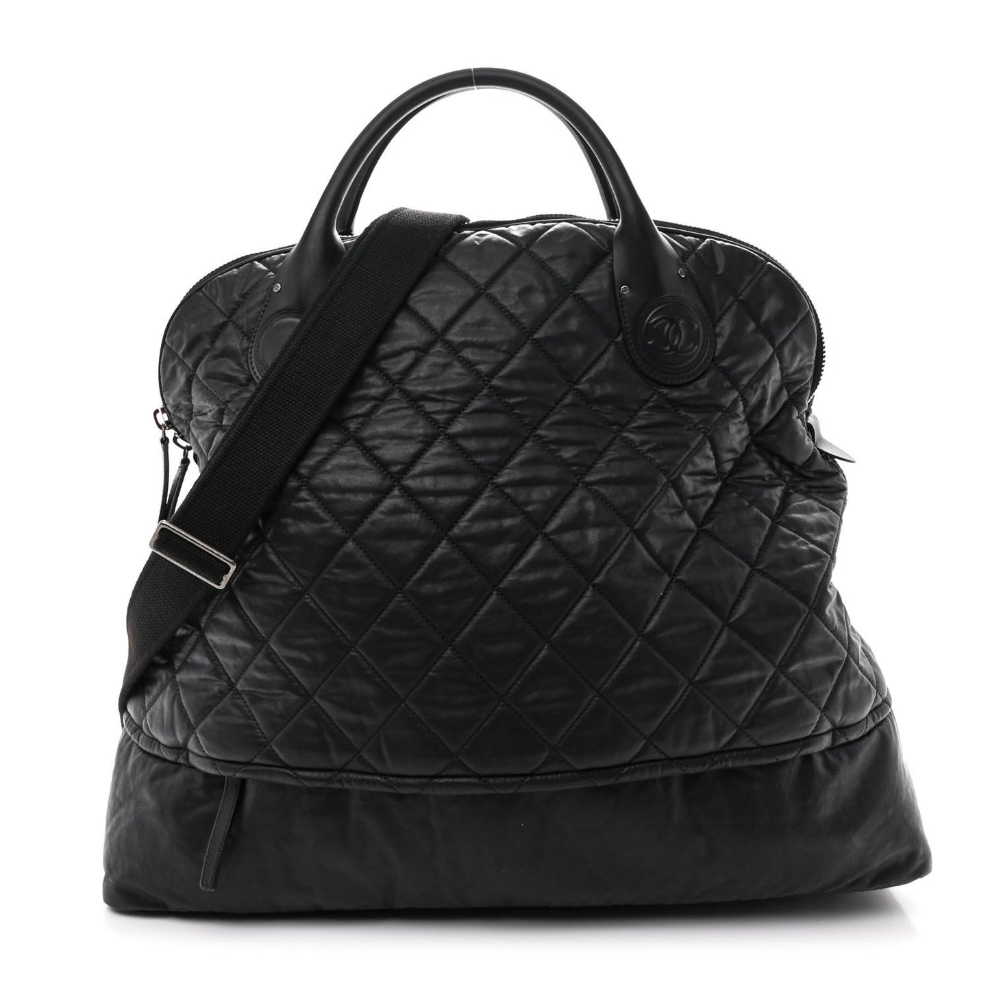Coated Canvas Quilted Large Garment Travel Bag Black