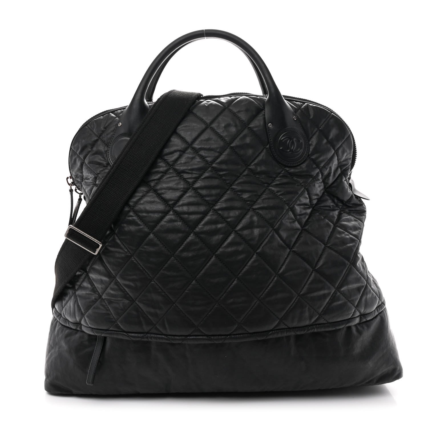 Chanel Coated Canvas Quilted Large Garment Travel Bag Black 1 of 10