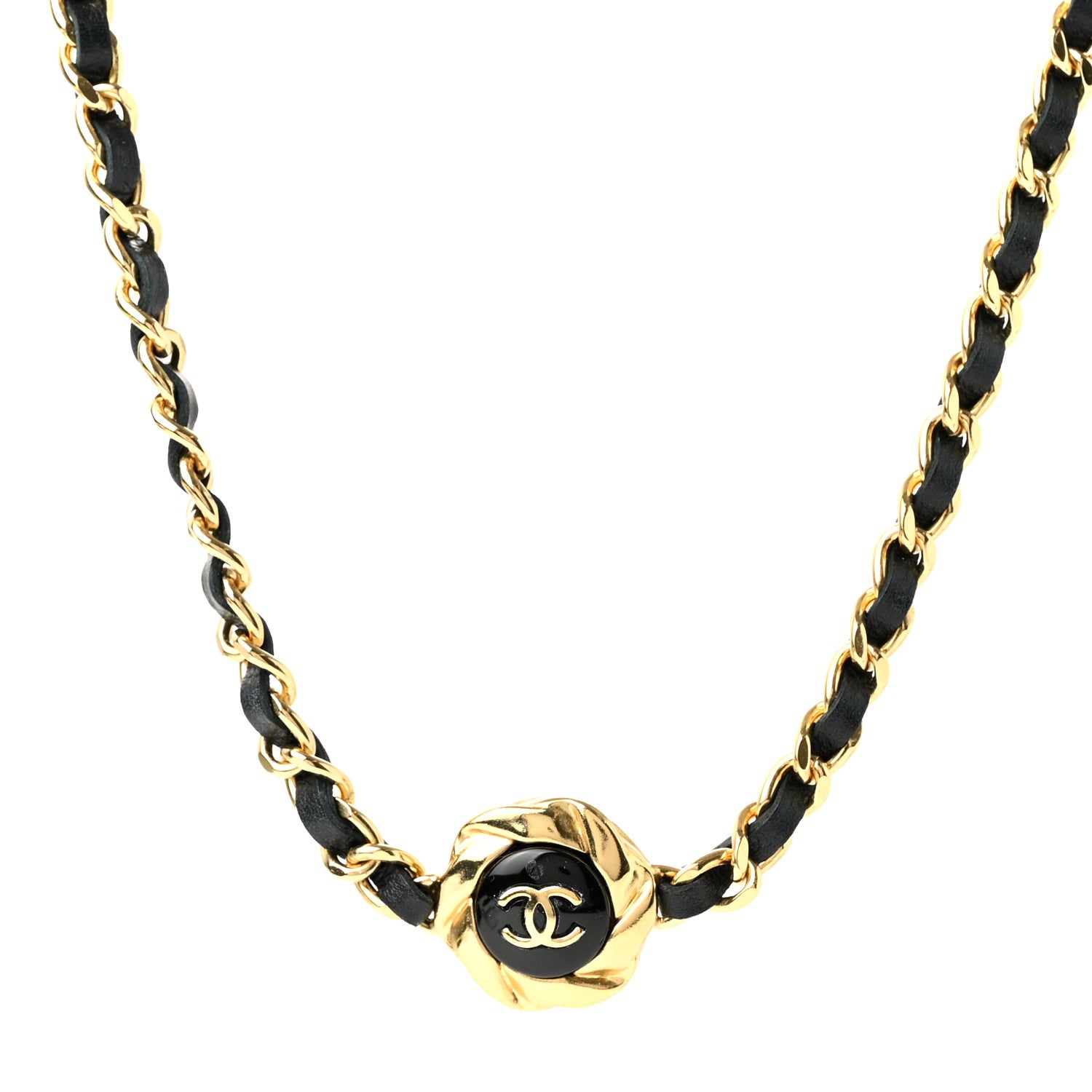 Chanel Metal Lambskin Enamel CC Choker Gold Black 1 of 7