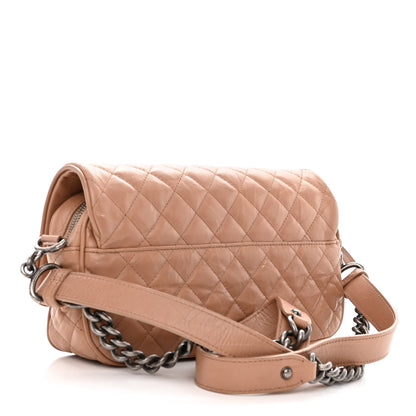 Chanel Crumpled Calfskin Quilted Medium Casual Rock Flap Beige 3 of 11