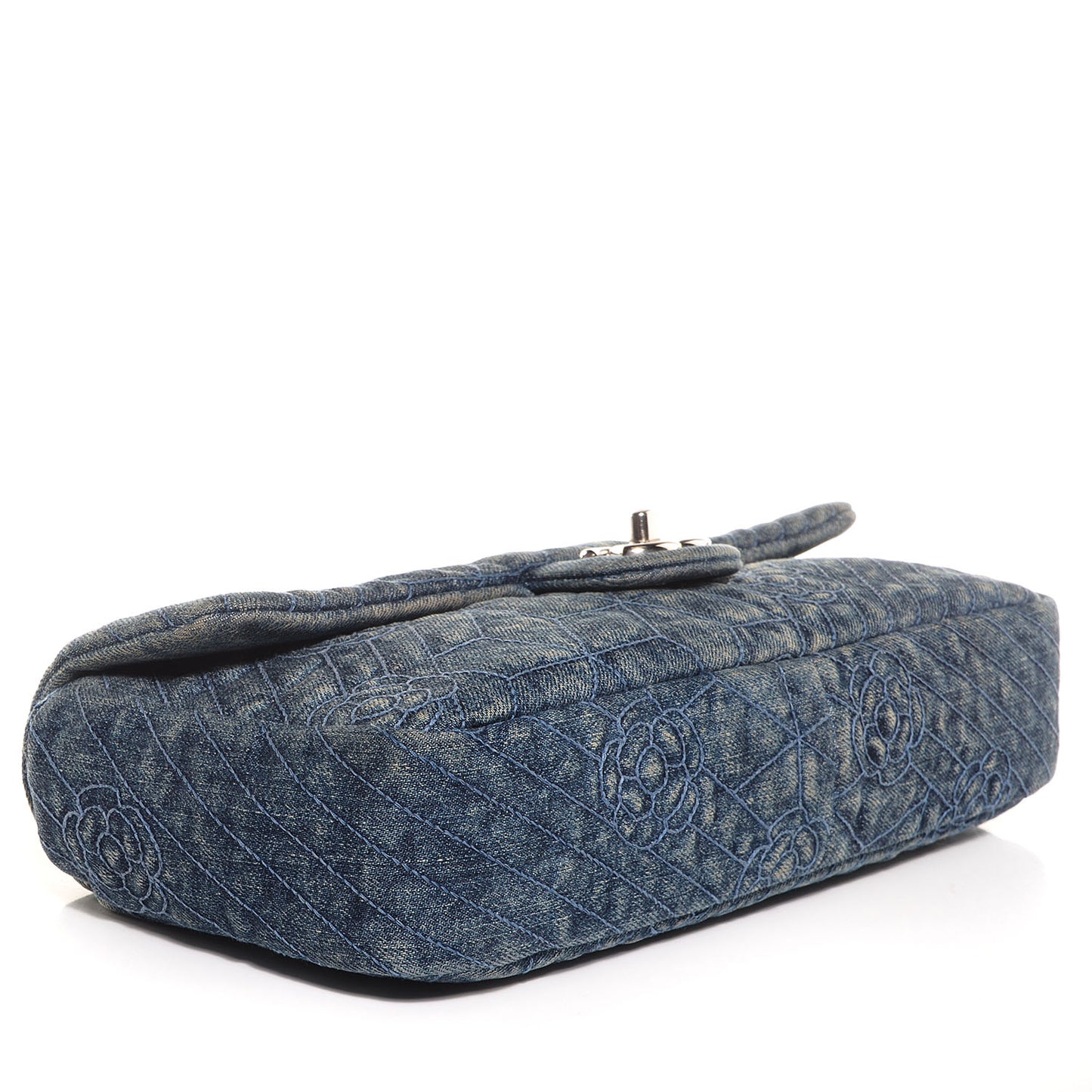Denim Camellia Embroidered Flap Dark Blue