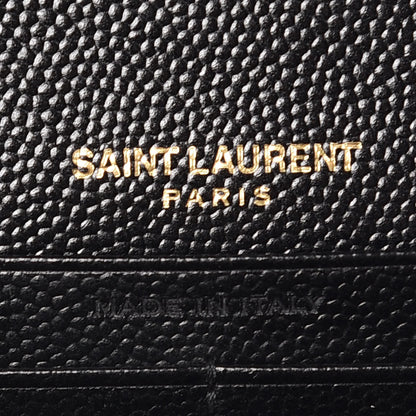 Saint Laurent Grain De Poudre Matelasse Chevron Monogram Chain Wallet Black 8 of 10