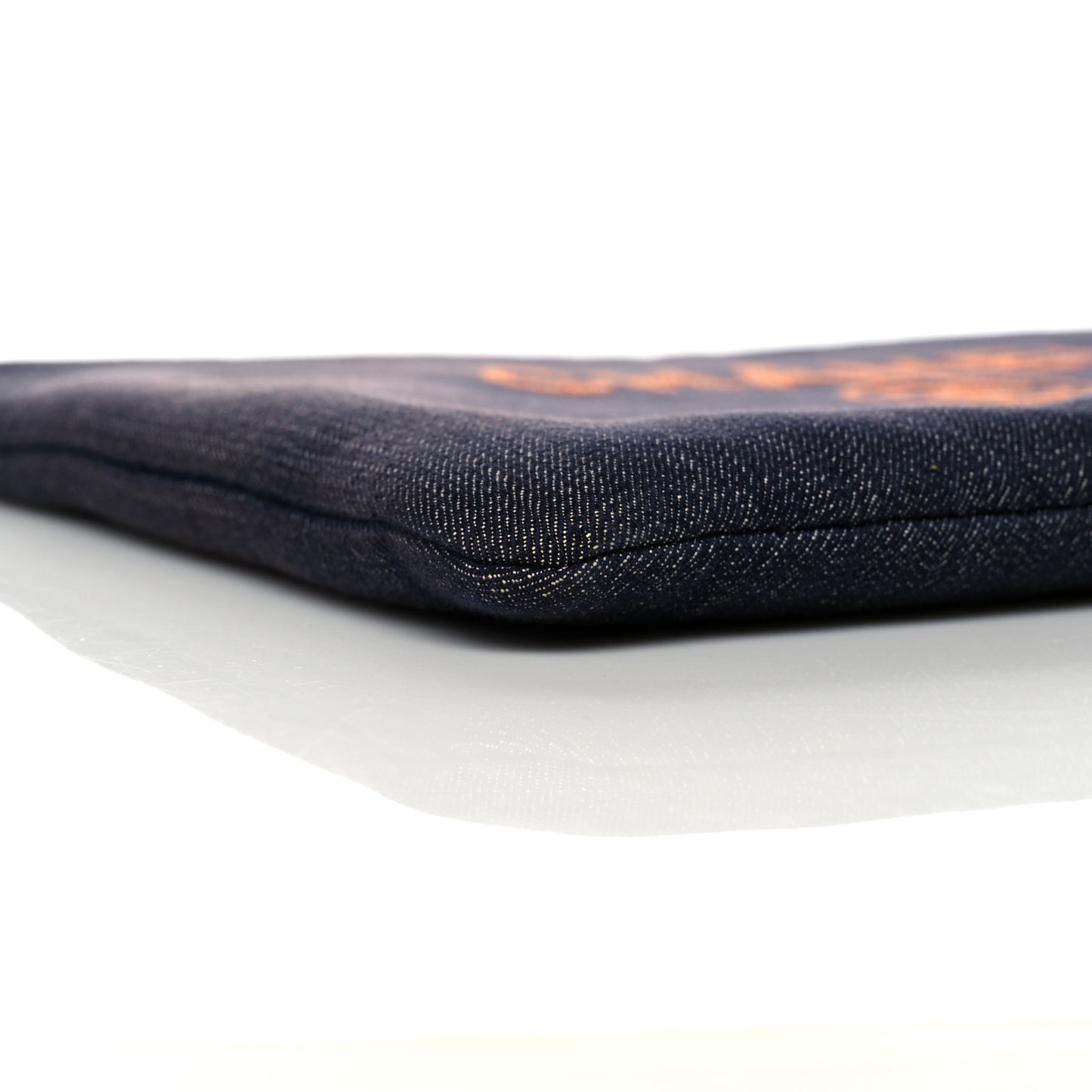 Denim Medium Deauville Pouch Clutch Blue Orange