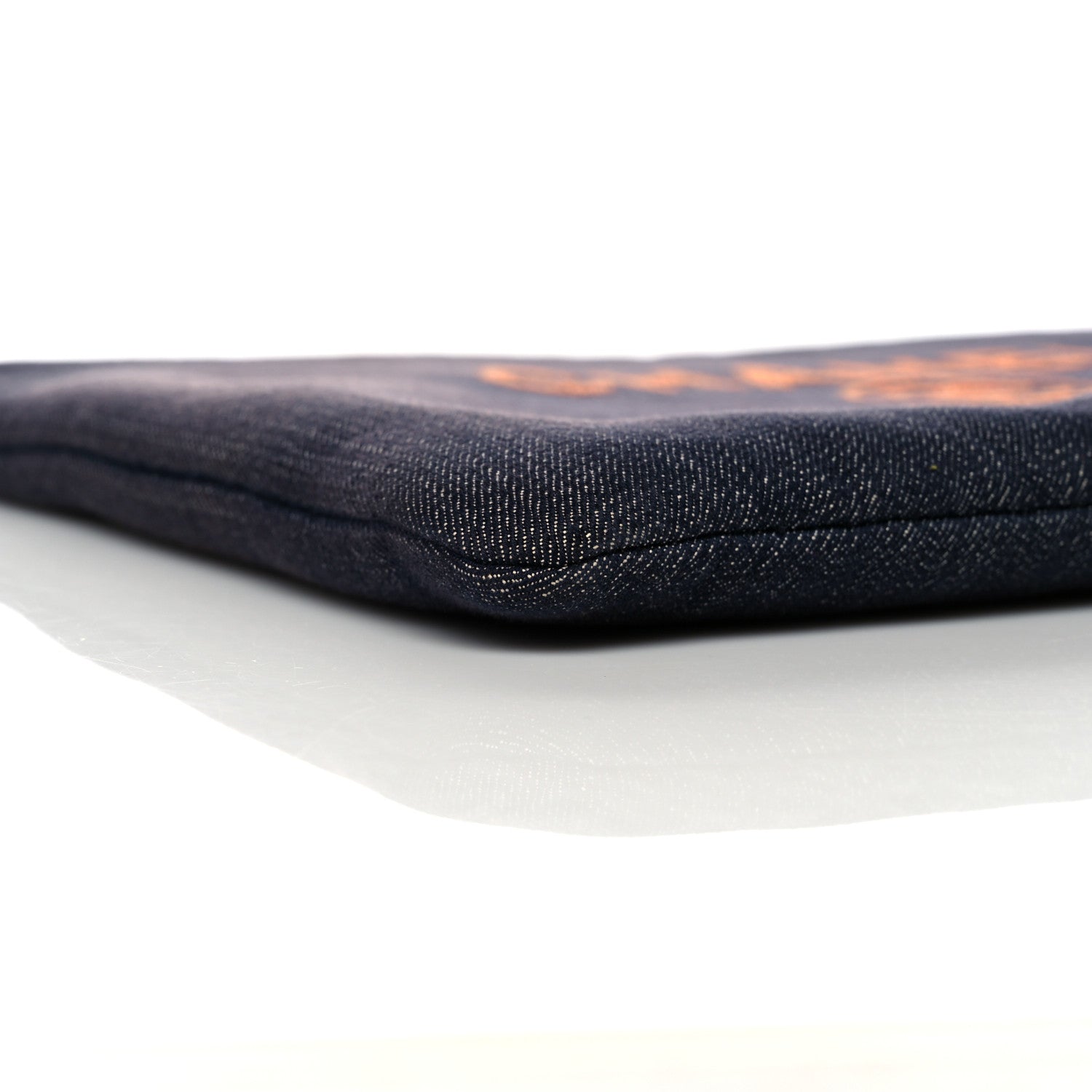 Chanel Denim Medium Deauville Pouch Clutch Blue Orange 8 of 11