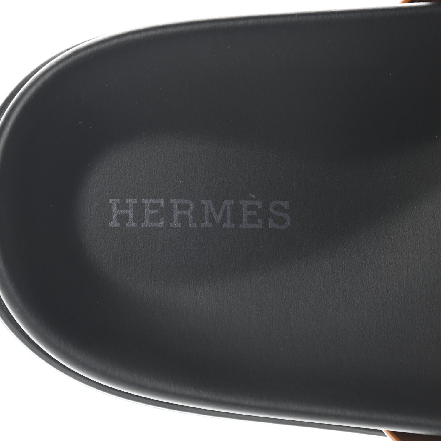 Hermes Calfskin Womens Chypre Sandals 40 Gold 7 of 10