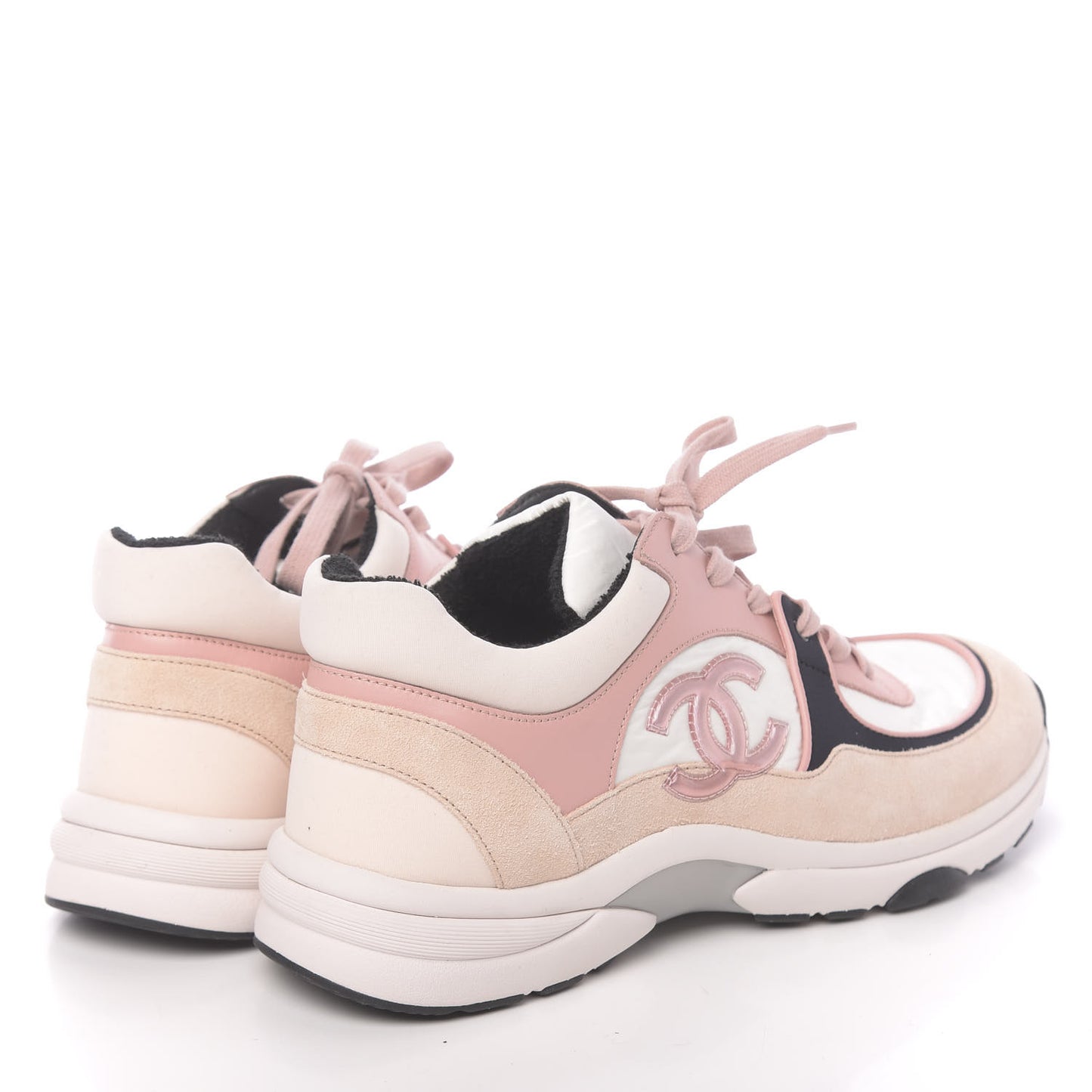 Nylon Lambskin Suede Calfskin CC Sneakers 41 Pink