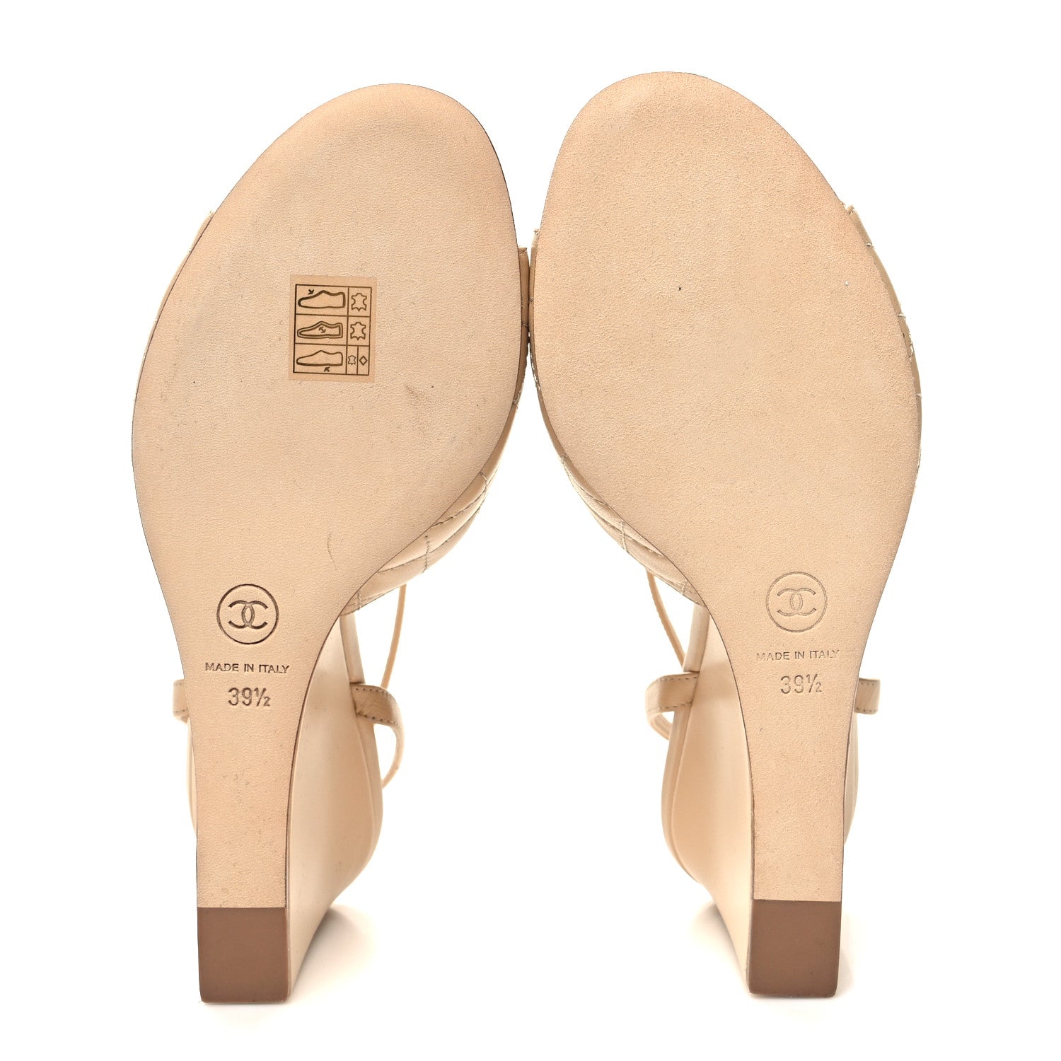 Chanel Lambskin Quilted Wedge Sandals 39.5 Beige 5 of 8