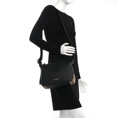 Burberry Soft Grain Calfskin House Check Small Helmsley Crossbody Black 2 of 7