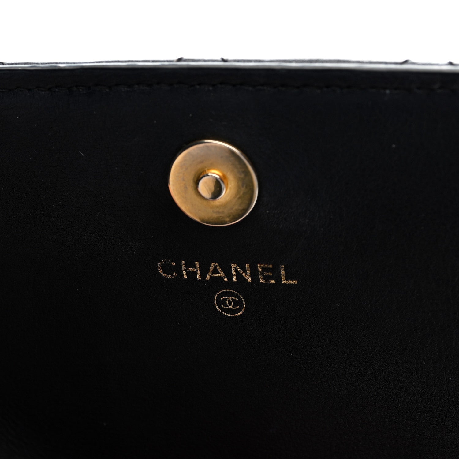 Chanel Calfskin Quilted Front Logo Enchained Clutch Black 6 of 7
