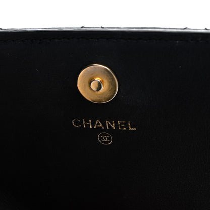 Chanel Calfskin Quilted Front Logo Enchained Clutch Black 6 of 7