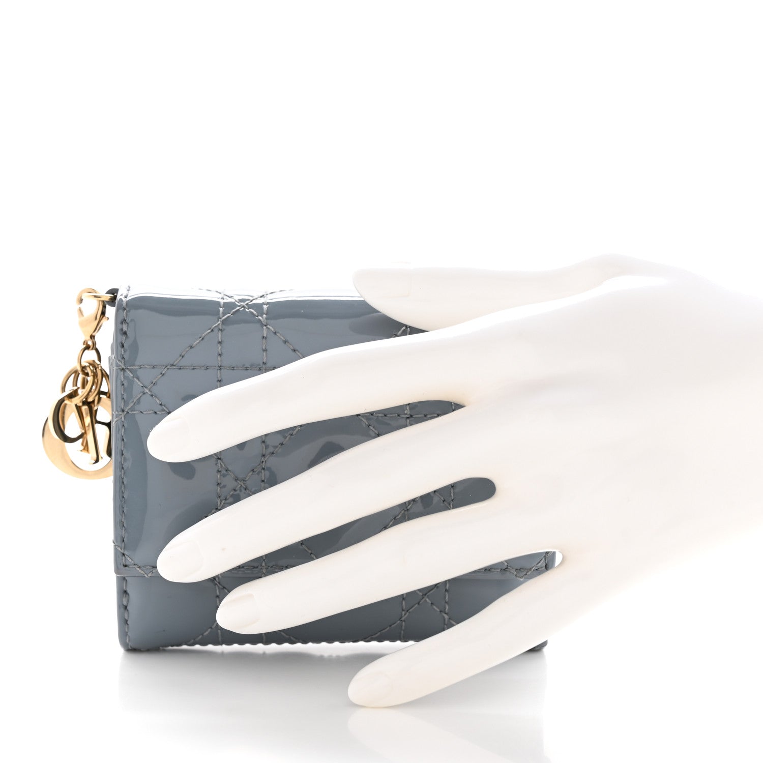 Christian Dior Patent Cannage Lady Dior Lotus Wallet Light Blue 2 of 8
