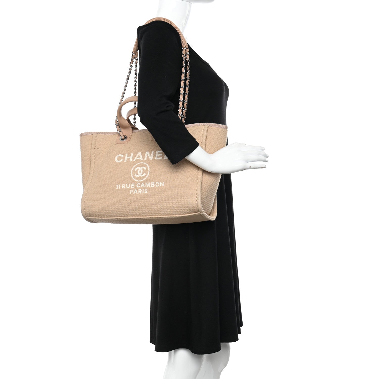 Chanel Mixed Fibers Small Deauville Tote Beige 2 of 12
