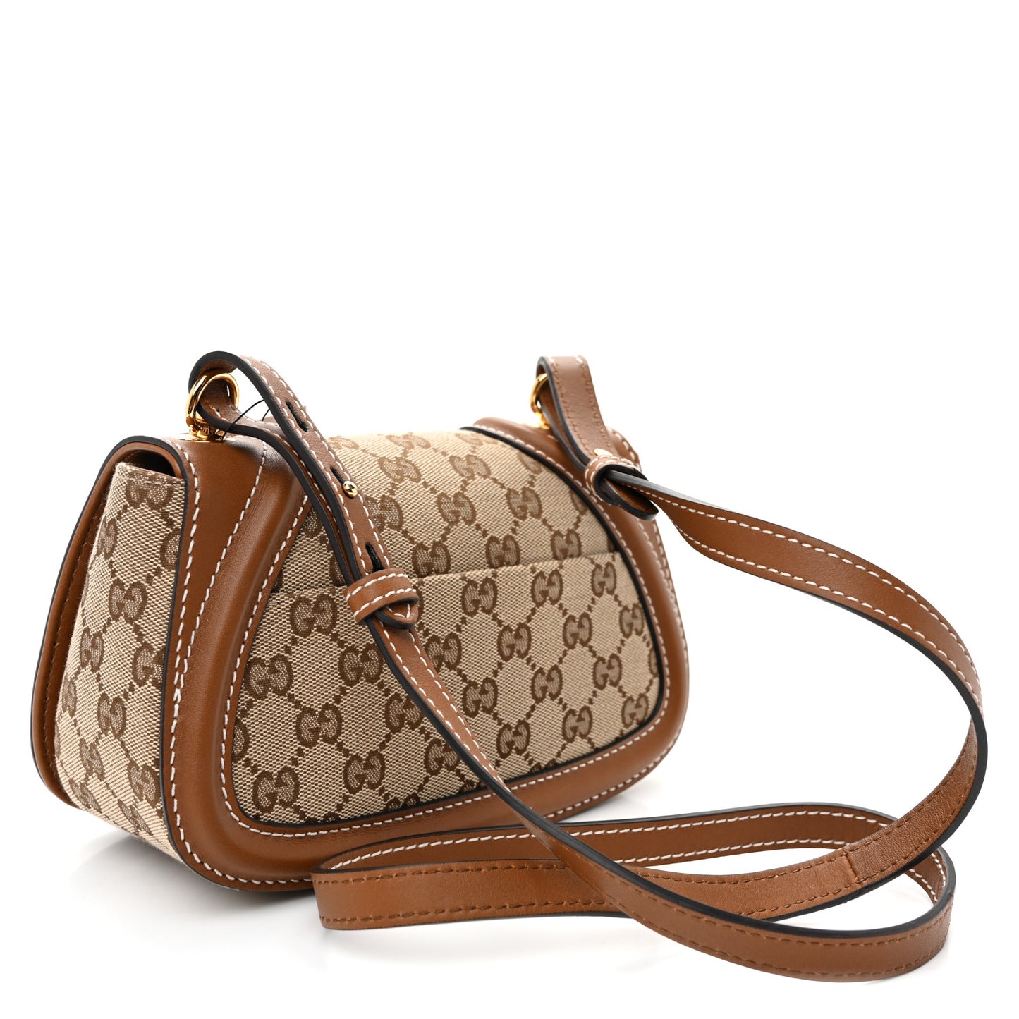 GG Supreme Monogram Calfskin Blondie Small Shoulder Bag Beige Brown