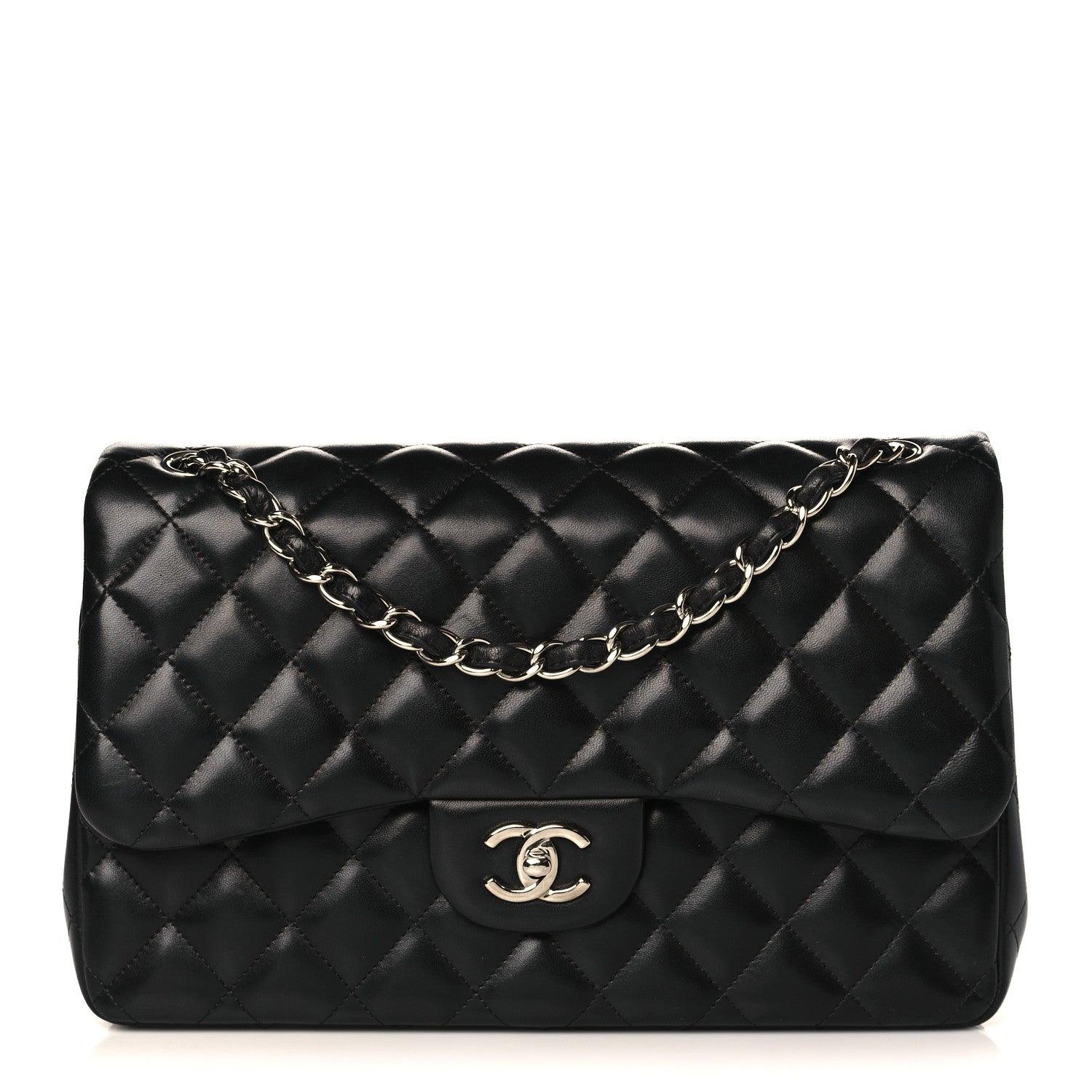Chanel Lambskin Quilted Jumbo Double Flap Black 1 of 10