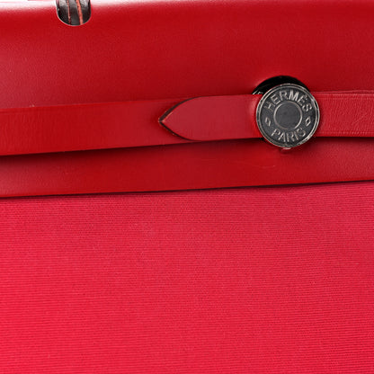 Hermes Military Toile Vache Hunter Herbag Zip 31 PM Rose Extreme Rouge Venetian Rouge Piment 15 of 18