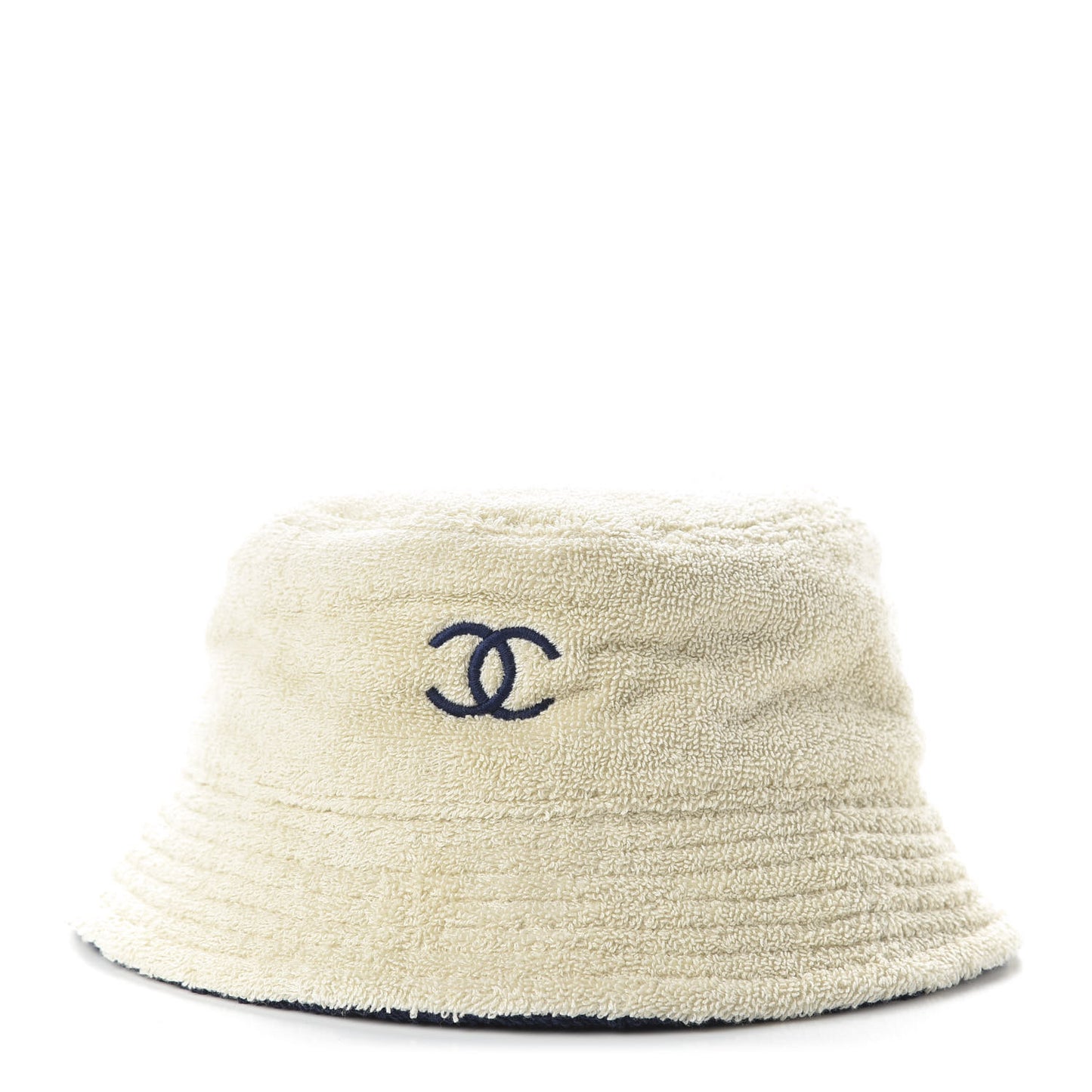 Cotton Terrycloth CC Cloche Bucket Hat L Beige Navy Blue