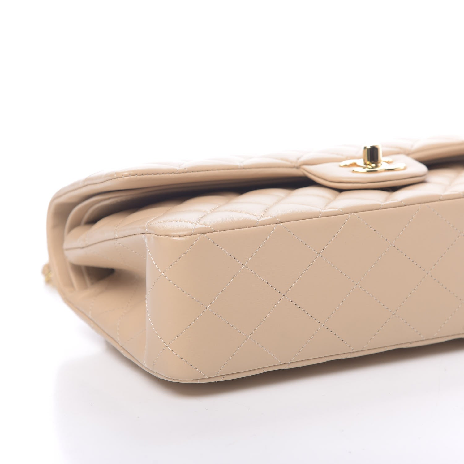 Chanel Lambskin Quilted Medium Double Flap Beige 9 of 11